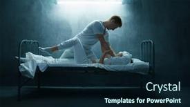  Presentation with psychedelic - Colorful PPT theme enhanced with psycho-man-strangles-woman backdrop and a wine colored foreground