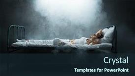  Presentation with bed - PPT layouts with psycho-woman-lying-in-bed background and a tawny brown colored foreground