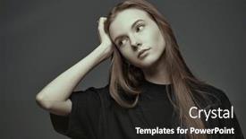  Presentation with sad girl dark - PPT theme featuring psychological-art-portrait-a-beautiful background and a dark gray colored foreground