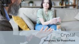  Presentation with questions - Colorful PPT theme enhanced with psychologist-sitting-in-front backdrop and a light blue colored foreground