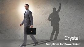  Presentation with shadow - Cool new slide deck with psychology - businessman and his shadow backdrop and a gray colored foreground