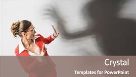  Presentation with shadow - Colorful presentation enhanced with psychology - businesswoman in red suit being backdrop and a gray colored foreground