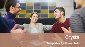  Presentation with group training - Slide set enhanced with psychology - cheerful group of young people background and a coral colored foreground