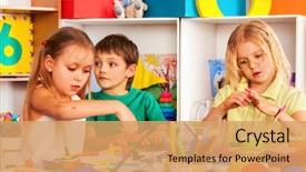  Presentation with playdough - Slide deck consisting of psychology - child dough play in school background and a coral colored foreground