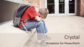  Presentation with depressed - Theme consisting of psychology - depressed student sitting outside background and a lemonade colored foreground