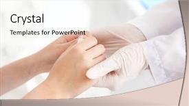  Presentation with medical robot hand and doctor - Amazing presentation design having pediatric psychology - doctor holding girl's hand backdrop and a white colored foreground