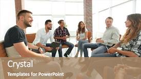  Presentation with employees - Slide deck consisting of psychology - employees at the seminar background and a coral colored foreground