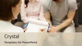  Presentation with consulting engineers - Amazing PPT theme having psychology - family psychologist consulting young couple backdrop and a lemonade colored foreground