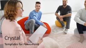  Presentation with psychotherapy - Beautiful theme featuring psychology - female psychologist and patients backdrop and a coral colored foreground