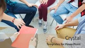  Presentation with psychology - Slides with psychology - group of people visiting course background and a coral colored foreground