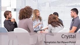  Presentation with group therapy - Presentation design having pelican sitting on a log over the water with folded wings background and a gray colored foreground