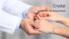  Presentation with medical hand - Colorful presentation design enhanced with psychology - hand of medical doctor carefully backdrop and a light gray colored foreground