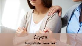  Presentation with psychology - Cool new slide deck with psychology - image of young psychiatrist comforting backdrop and a coral colored foreground