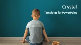 Presentation with autism - Audience pleasing PPT theme consisting of psychology - little boy sitting near dark backdrop and a ocean colored foreground