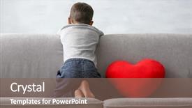  Presentation with autism - Slide set with psychology - little boy sitting on sofa background and a violet colored foreground