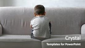  Presentation with autism - Slide deck featuring psychology - little boy sitting on sofa background and a dark gray colored foreground