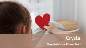  Presentation with child psychology - PPT layouts with psychology - little girl with paper heart background and a coral colored foreground