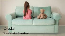  Presentation with autism - PPT theme with psychology - little girl with teddy bear background and a light gray colored foreground