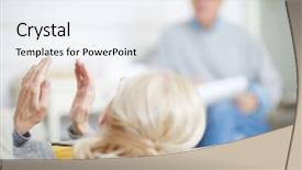  Presentation with speaking - Colorful PPT layouts enhanced with psychology - mature female lying on couch backdrop and a white colored foreground