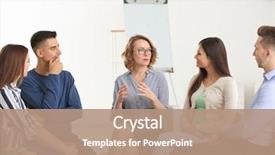  Presentation with psychotherapy - Slide deck with psychology - people at group psychotherapy session background and a coral colored foreground