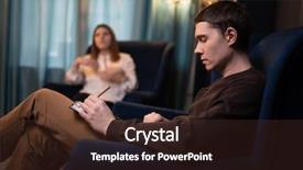  Presentation with man and woman - Cool new slide deck with psychology - photo of man psychologist backdrop and a tawny brown colored foreground