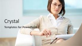  Presentation with friendly - Beautiful PPT theme featuring psychology - portrait of a friendly counselor backdrop and a sky blue colored foreground