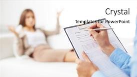  Presentation with consulting - Presentation enhanced with psychology - professional psychiatrist consulting her patient background and a white colored foreground