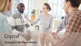  Presentation with managers - Cool new presentation with psychology - psychological session of contemporary managers backdrop and a coral colored foreground