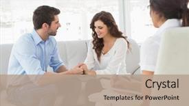  Presentation with psychology - Slides having psychology - reconciled couple smiling at each background and a coral colored foreground