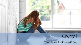  Presentation with sad girl - Presentation consisting of psychology - sad teenage girl sitting near background and a light blue colored foreground