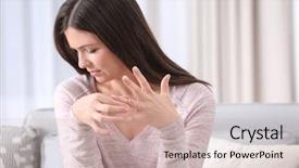  Presentation with wedding ring - Presentation with psychology - sad woman with wedding ring background and a soft green colored foreground