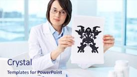  Presentation with psychology - Audience pleasing PPT theme consisting of psychology - serious psychologist showing paper backdrop and a sky blue colored foreground