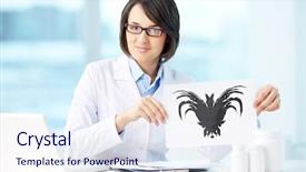  Presentation with paper - Amazing slide deck having psychology - smiling psychologist showing paper backdrop and a sky blue colored foreground