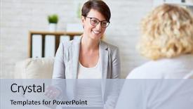  Presentation with psychology - Audience pleasing slide deck consisting of psychology - talking to patient backdrop and a light blue colored foreground