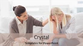  Presentation with psychology - Slide set having psychology - therapist comforting upset woman background and a mint green colored foreground