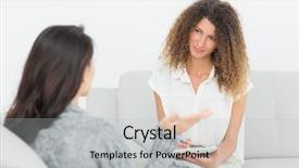  Presentation with listening - Audience pleasing presentation design consisting of psychology - therapist listening to her talking backdrop and a light gray colored foreground