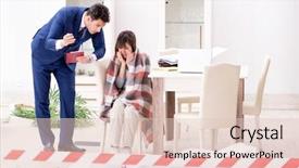  Presentation with murder - Presentation design with psychology - victim wife at the scene background and a lemonade colored foreground