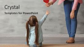  Presentation with sad girl - Audience pleasing presentation theme consisting of psychology - woman giving heart to sad backdrop and a light gray colored foreground