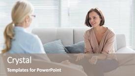  Presentation with psychology - Audience pleasing PPT layouts consisting of psychology - woman talking to therapist backdrop and a gray colored foreground