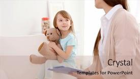 Presentation with child psychology - PPT theme enhanced with psychology - young child psychologist working background and a coral colored foreground