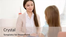  Presentation with child psychology - Colorful PPT theme enhanced with psychology - young child psychologist working backdrop and a soft green colored foreground