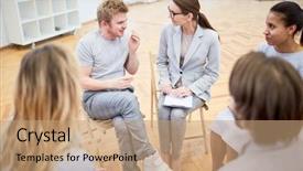  Presentation with psychology - Presentation theme enhanced with psychology - young contemporary businessman explaining his background and a coral colored foreground