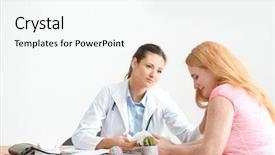  Presentation with consulting - Colorful PPT layouts enhanced with psychology - young female doctor consulting overweight backdrop and a white colored foreground