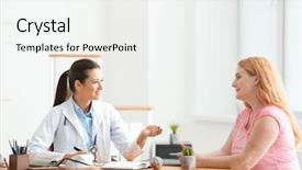  Presentation with consulting - Cool new slides with psychology - young female doctor consulting overweight backdrop and a white colored foreground