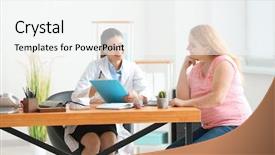  Presentation with consulting - PPT layouts with psychology - young female doctor consulting overweight background and a white colored foreground