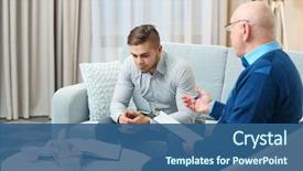  Presentation with psychology - Presentation theme consisting of psychology - young man on reception background and a ocean colored foreground