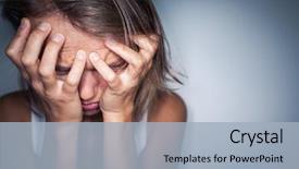  Presentation with anxiety - Cool new presentation theme with psychology - young woman suffering backdrop and a light blue colored foreground