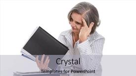  Presentation with overworked - Audience pleasing slide deck consisting of nod - overworked grey haired woman stressed backdrop and a light gray colored foreground