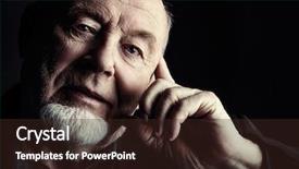  Presentation with old man - PPT layouts having psychology healthy - portrait of a smiling old background and a wine colored foreground