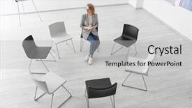  Presentation with psychotherapy - Colorful PPT theme enhanced with psychology meeting - female psychologist in room backdrop and a light gray colored foreground